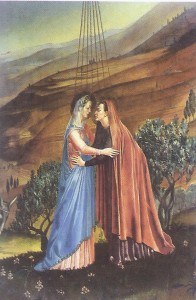 Mary and Elizabeth, from a painting in the Church of the VIsitation, Ein Karem.