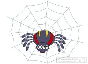multi eyed spider on web clipart